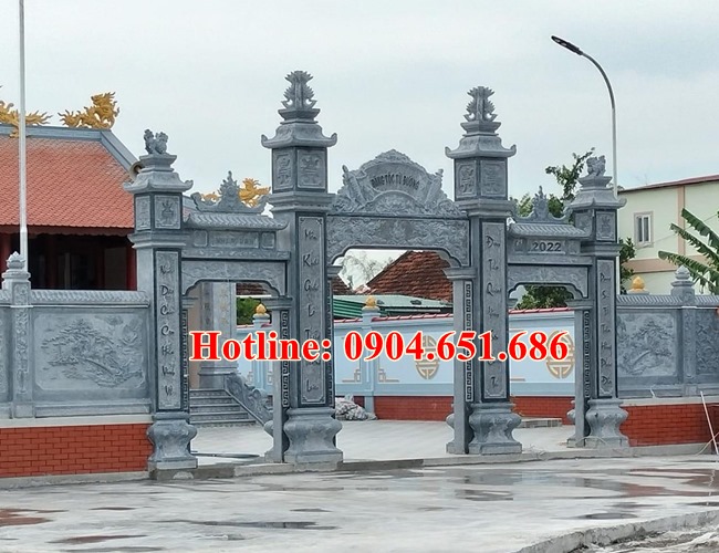 Xây mẫu cổng tam quan đá đẹp nhà thờ họ, nhà từ đường, nhà thờ tộc tại Hà Nội hợp phong thủy
