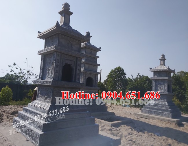 Mẫu mộ tháp phật giáo xây để đựng thờ tro cốt, hài cốt các vị sư trong chùa bằng đá khối đẹp bán tại Tp Hồ Chí Minh, Sài Gòn