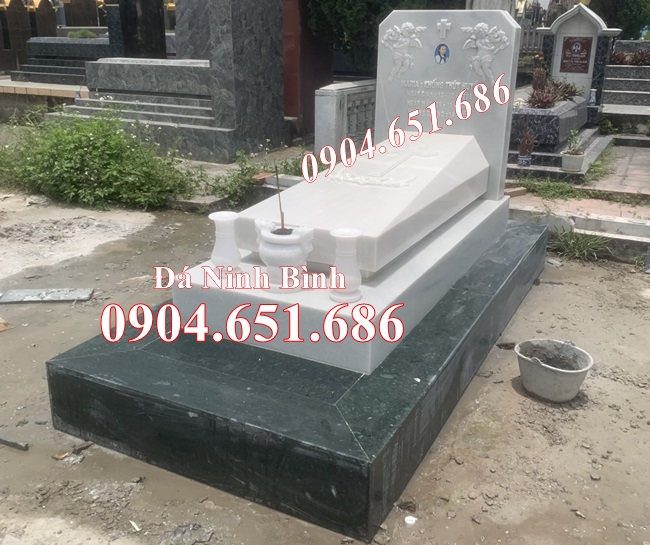 Mẫu mộ công giáo, mộ đạo thiên chúa nhất táng đá trắng đẹp bán tại Kiên Giang