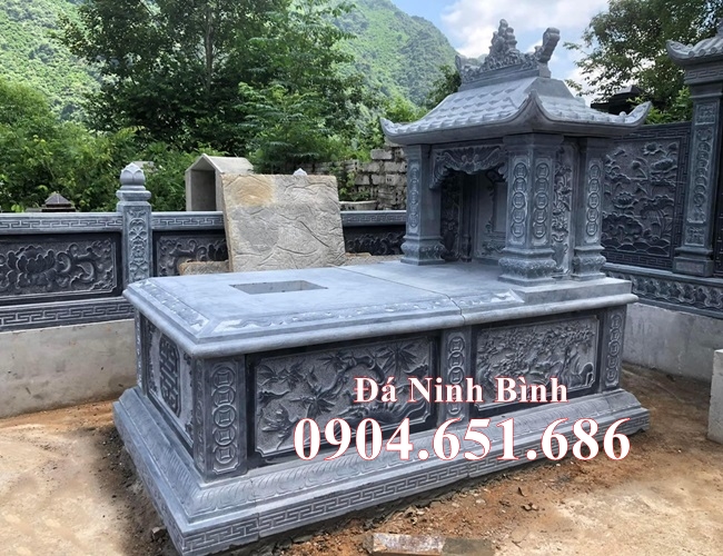 Mẫu xây mộ, lăng mộ kim tĩnh để tro cốt, hài cốt đá khối 1 mái chuẩn phong thủy bán tại Kiên Giang