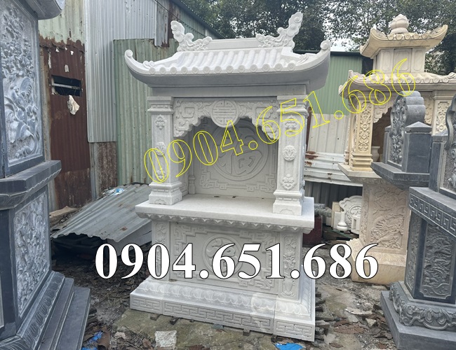 Mẫu am thờ để tro cốt đá trắng đẹp bán tại Long An - Am thờ thần linh ngoài trời tại Long An