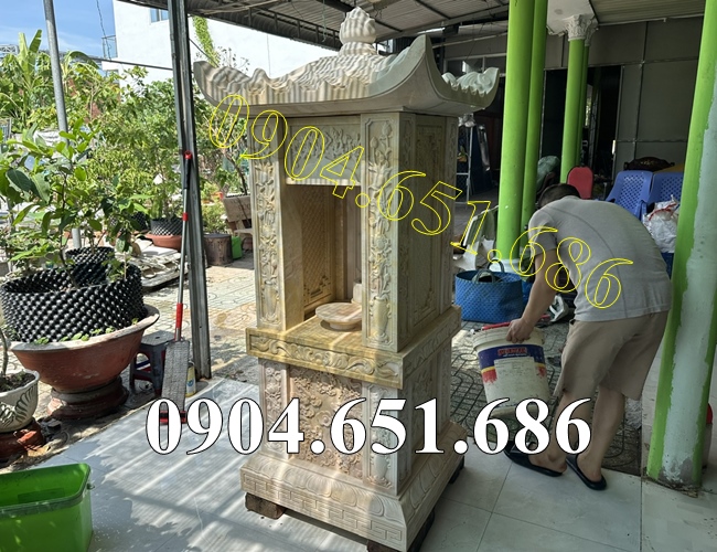 Mẫu am thờ để tro cốt đá vàng đẹp - Am thờ ngoài trời