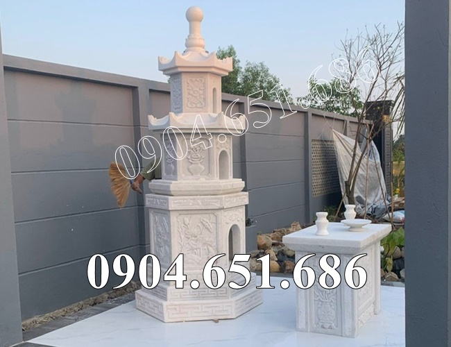 Mẫu tháp đá trắng nhỏ để tro cốt đẹp - Tháp thờ cốt