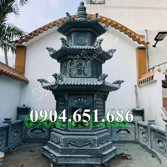 Mẫu tháp đá xanh rêu đẹp để tro cốt, hài cốt bán tại An Giang - Bảo tháp đá tại An Giang
