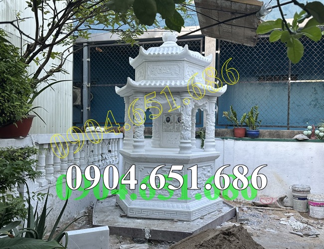 Mẫu tháp mộ để tro cốt, hài cốt đá trắng đẹp bán tại An Giang - Tháp lục giác tại An Giang