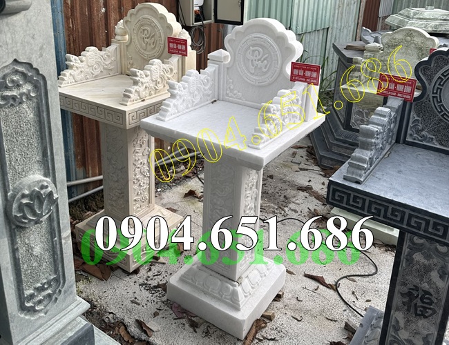 Bán sẵn mẫu bàn thờ thiên ngoài trời đá trắng đẹp tại Tp Hồ Chí Minh, Sài Gòn - Cây hương đá trắng tại Hồ Chí Minh