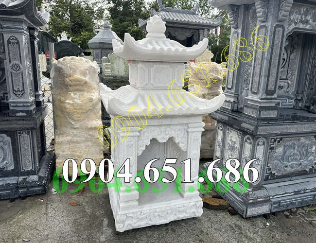 Mẫu bàn thờ thiên ngoài trời 2 mái đá trắng đẹp bán tại Hồ Chí Minh, Sài Gòn - Miếu thờ đá đẹp tại Hồ Chí Minh