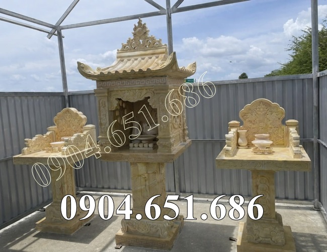 Am miếu thờ bằng đá vàng đẹp bán tại Trà Vinh, Vĩnh Long - Am thờ, bàn thờ thiên, miếu thờ ngoài trời tại Trà Vinh