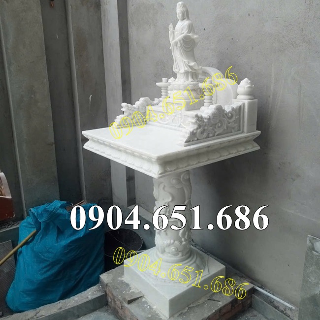 Mẫu bàn thờ thiên đá trắng đẹp thờ ngoài trời bán tại Bình Dương - Cây hương trước nhà tại Bình Dương