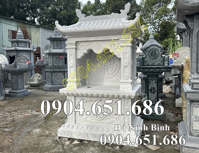 Mẫu am thờ bằng đá trắng đẹp 02 - Cây hương am thờ ngoài trời, để hũ tro cốt