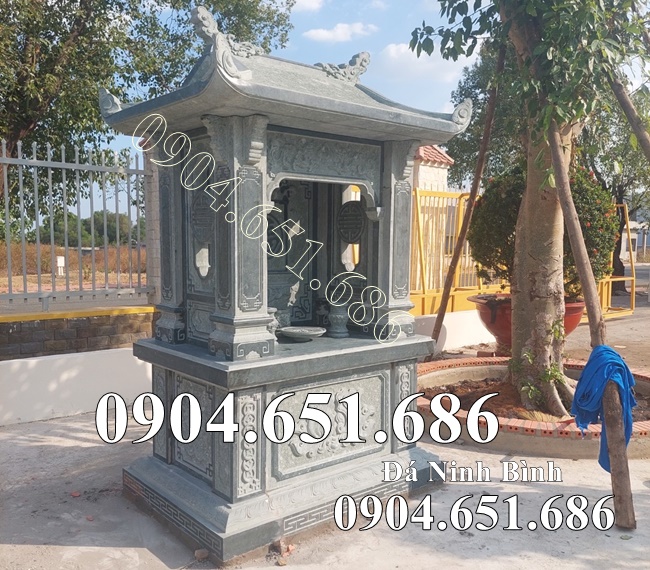 Mẫu am thờ bằng đá xanh rêu đẹp 02 - Am miếu thờ ngoài trời, để tro cốt