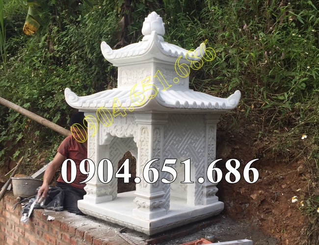 Mẫu bàn thiên ngoài trời thờ thần linh thổ địa đẹp bán tại An Giang - Am miếu thờ đá trắng tại An Giang