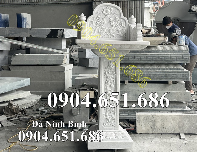 Mẫu bàn thờ thiên đá trắng đẹp bán tại An Giang - Bàn thiên đặt trước nhà tại An Giang